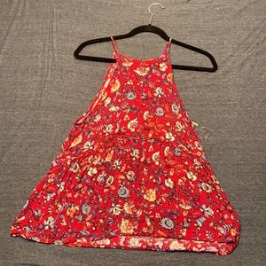 Red floral babydoll tank top